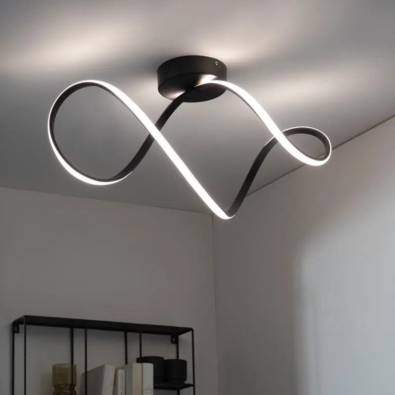 Plafoniera LED moderno Irena, nero 29x30 cm dimmerabile, 2280 lumen INSPIRE