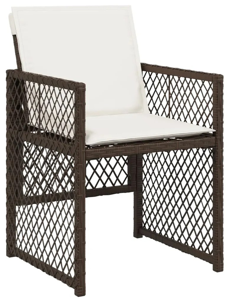 Set da pranzo da giardino 17 pz con cuscini marrone polyrattan