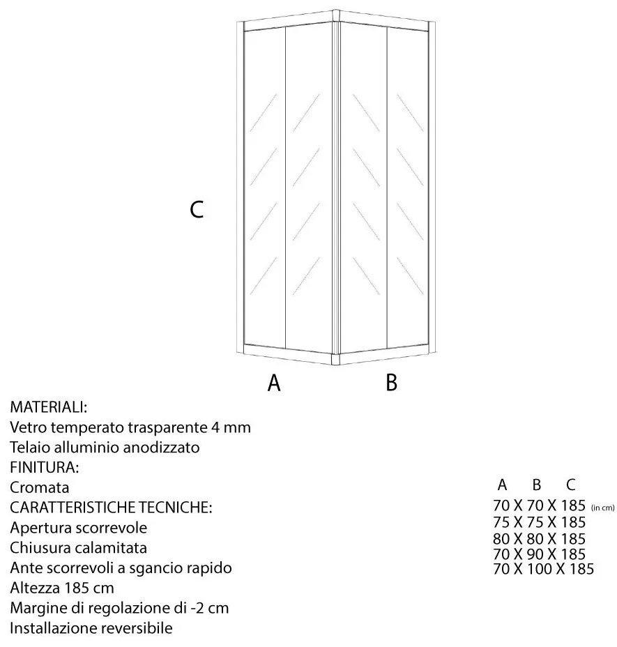 Box Doccia Scorrevole In Cristallo 75X75 Ad Angolo | Lima