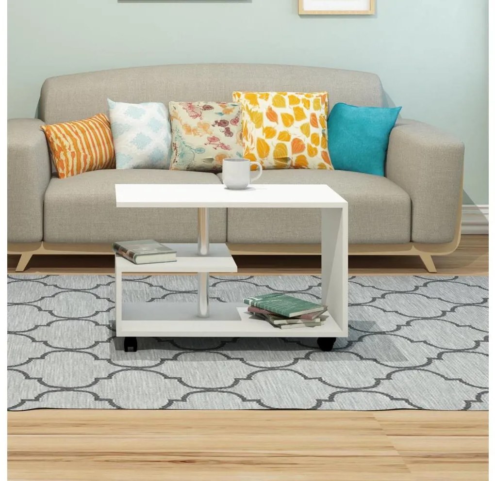 Tavolino KARANFIL 52,5x80 cm bianco