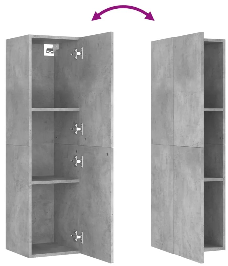 Mobili TV 4 pz Grigio Cemento 30,5x30x110 cm Legno Multistrato