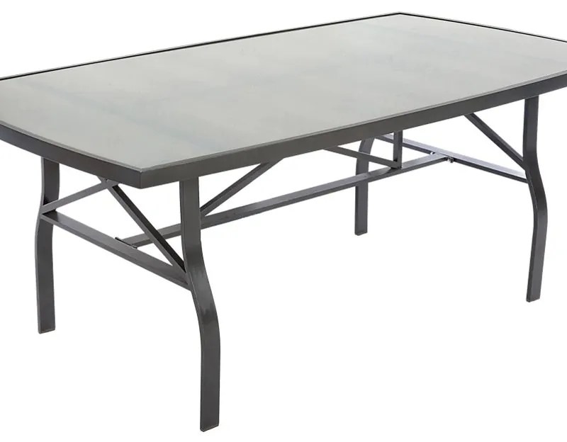 Tavolo da pranzo per giardino Torino NATERIAL in alluminio con piano in vetro grigio per 6 persone 100x185cm