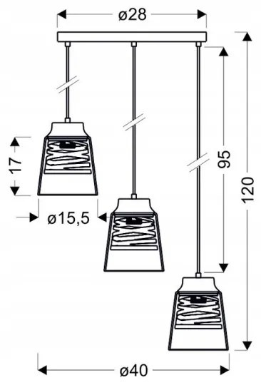 Lampadario su filo FRESNO 3xE27/60W/230V