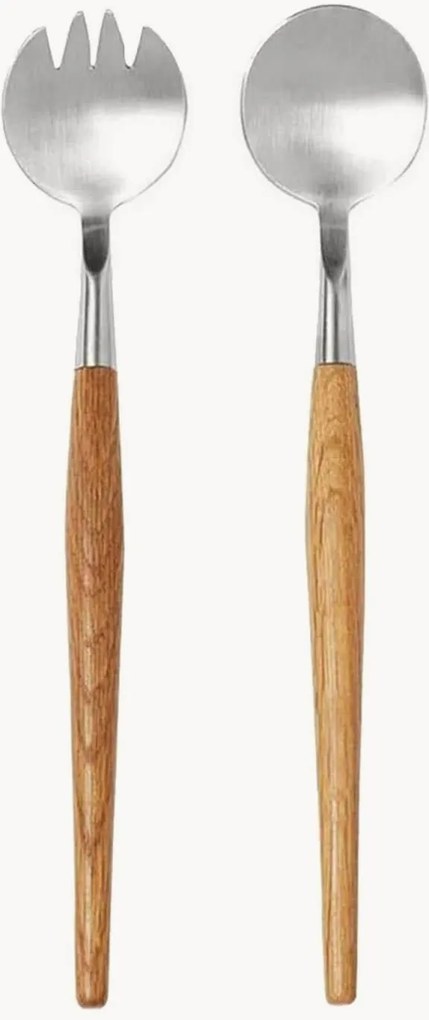 Set 2 posate da insalata in legno di quercia Retro
