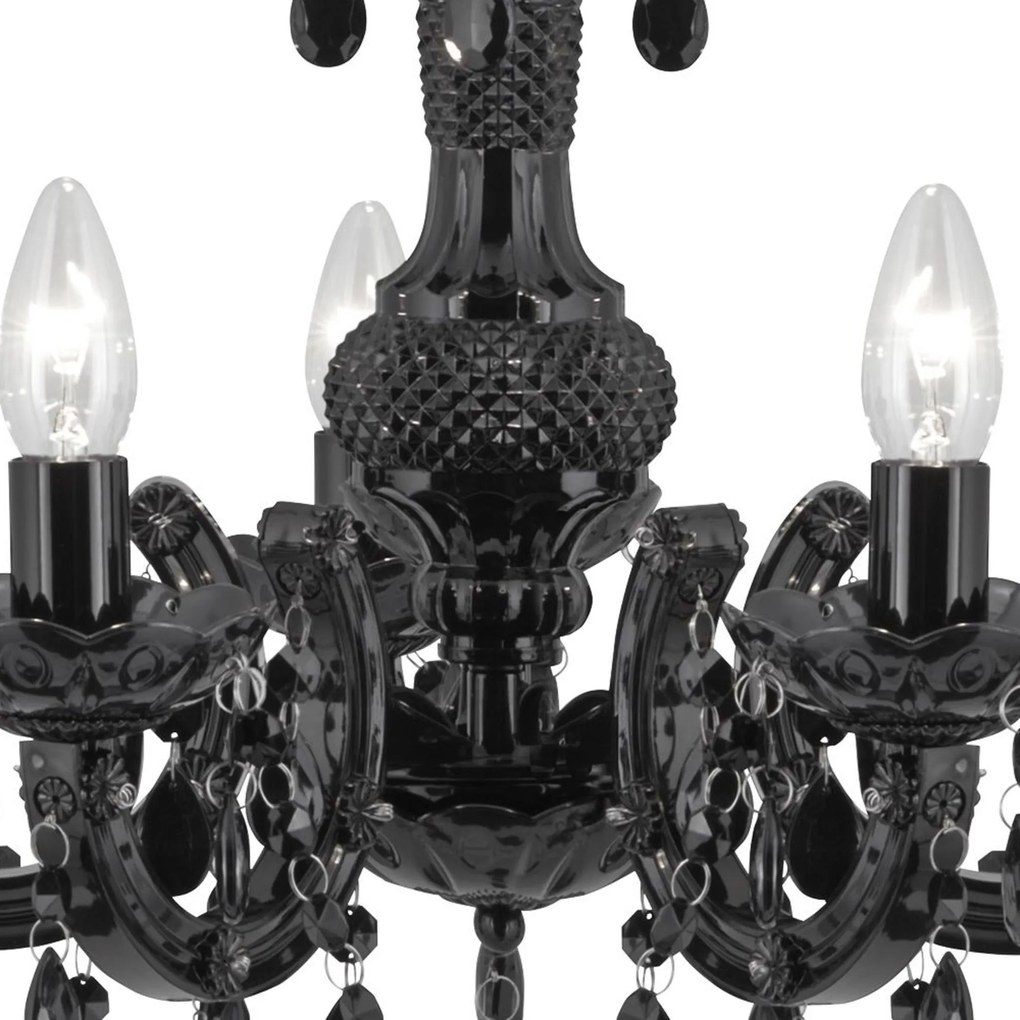 Lampadario Classico Marie Therese Vetro Nero Policarbonato 5 Luci E14