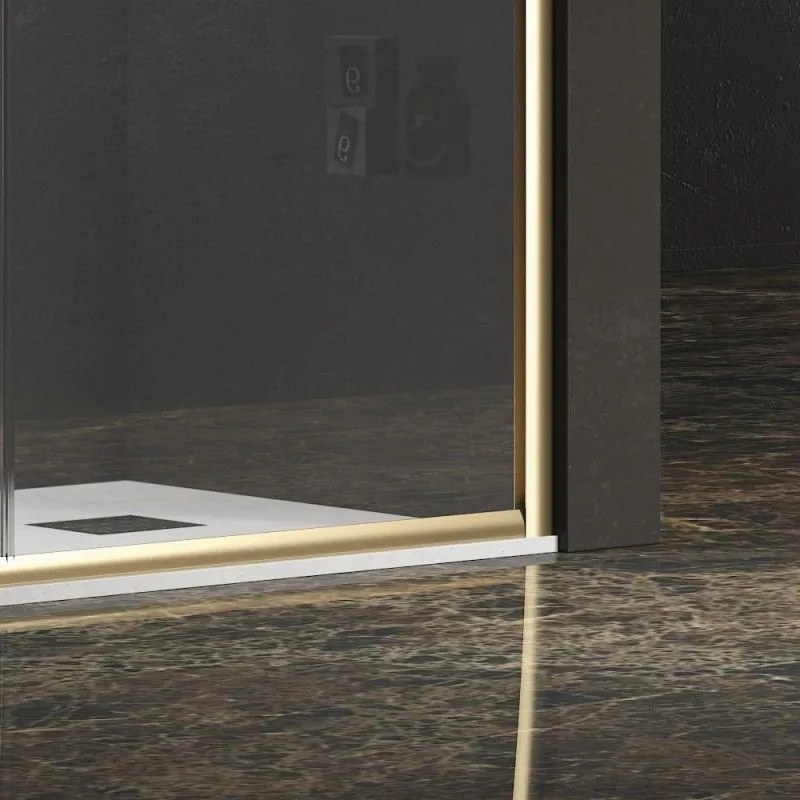 Kamalu - Doccia nicchia 110 cm profilo oro opaco| KEF4000