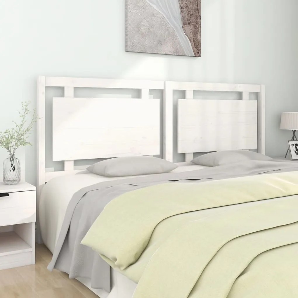 Testiera Per Letto Bianca 185,5x4x100 Cm Legno Massello Di Pino /