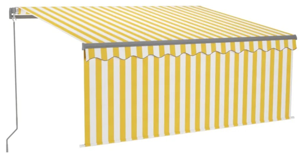 Tenda Sole Retrattile Manuale Parasole LED 3x2,5m Gialla Bianca