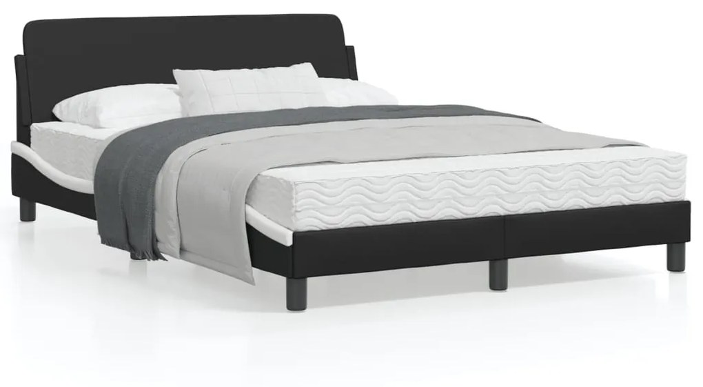 Giroletto Con Testiera Nero E Bianco 140x200 Cm İn Similpelle /