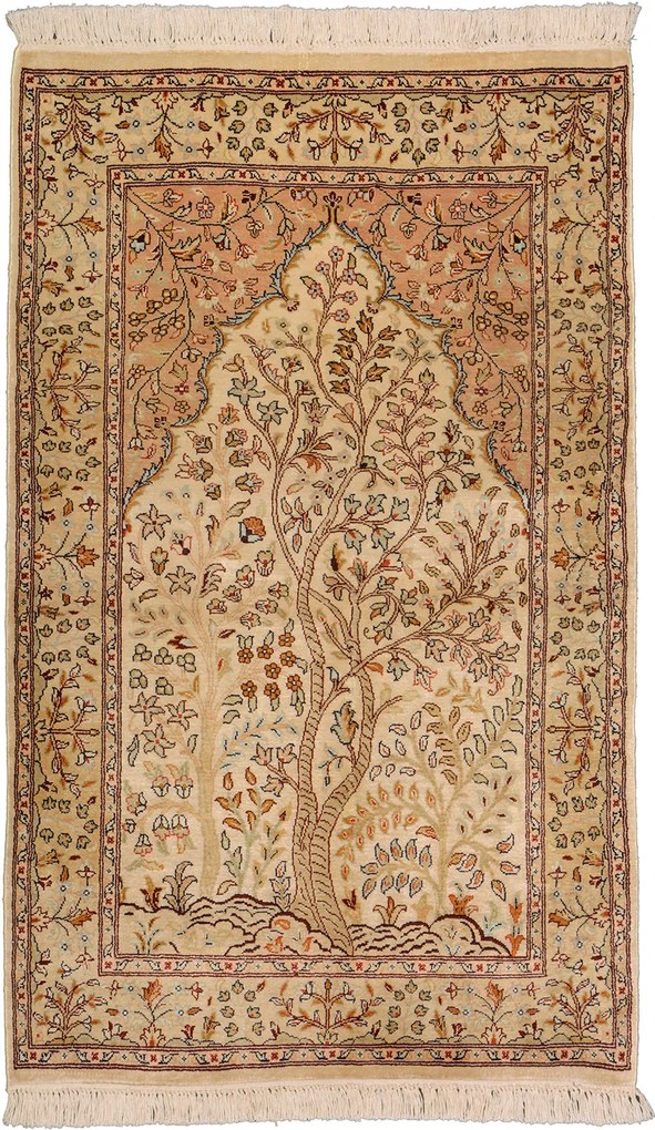 Cashmere Silk Tappeto 120 x 80 Beige (Indian) Annodato A Mano