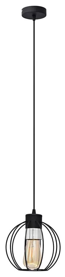 Lampadario a sospensione con filo STARLIGHT 1xE27/15W/230V nero/argento