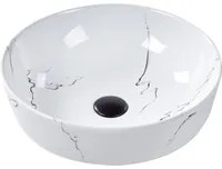 Lavabo da appoggio in ceramica bianca effetto marmo 42 cm Lavabo da bagno rettangolare stile Glam