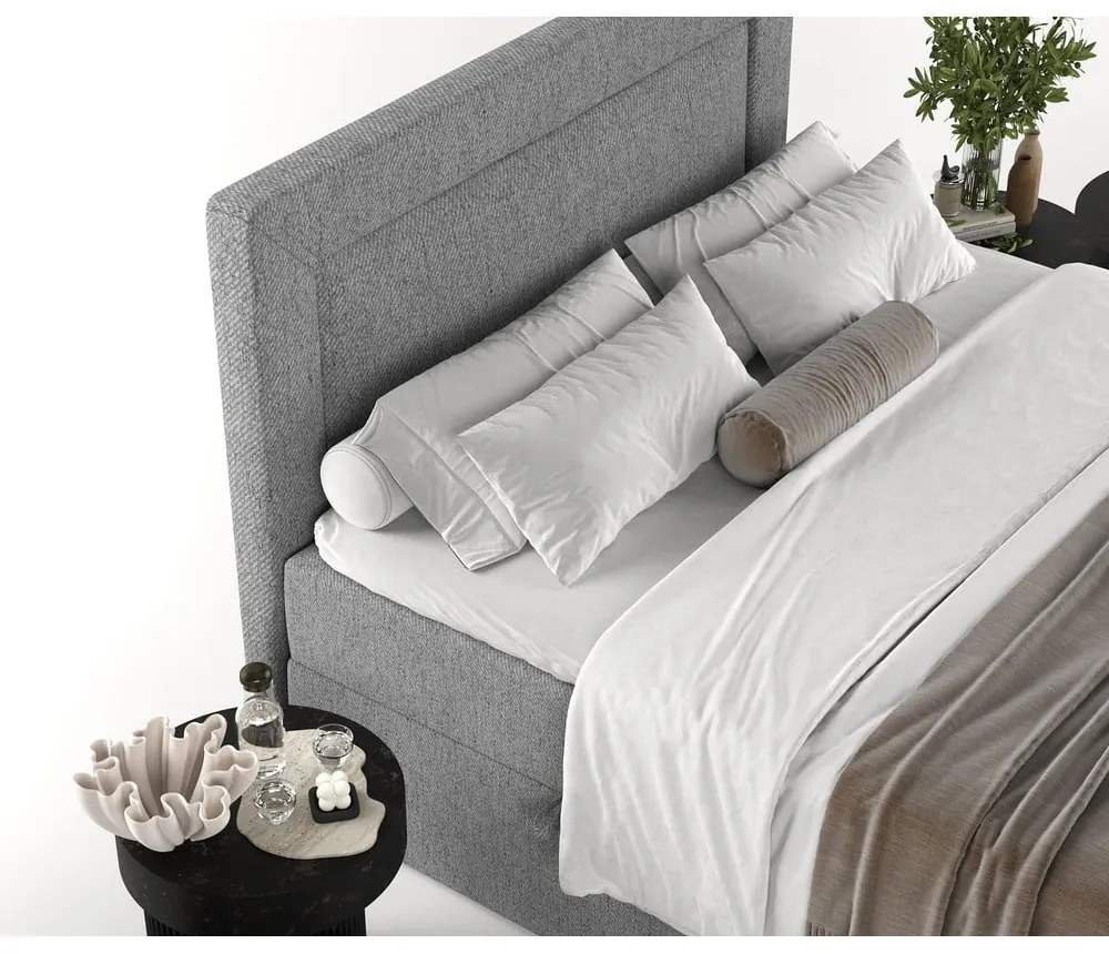 Letto boxspring grigio con contenitore 200x200 cm Imagine - Maison de Rêve