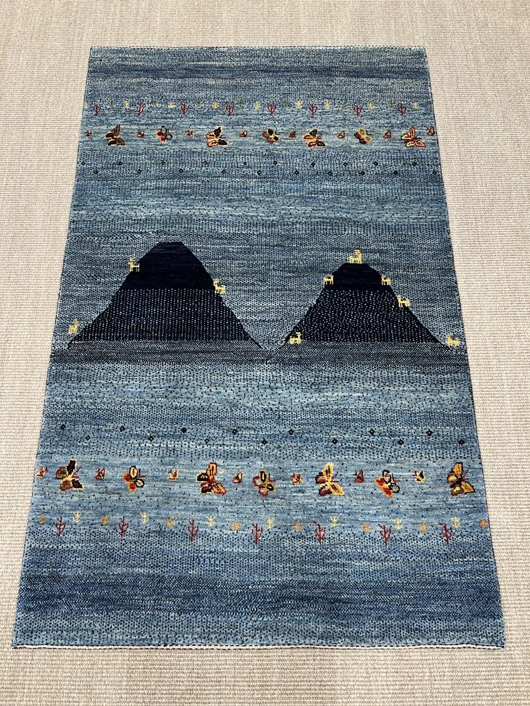 Loribaft Tappeto 100 x 160 Blu (Iran) Annodato A Mano