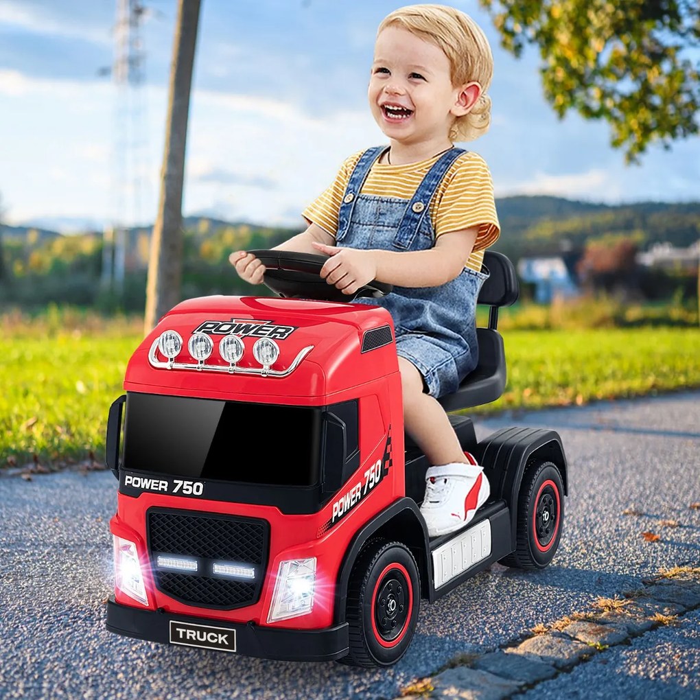 Costway Auto elettrica per bambini e bambine con sedile regolabile in altezza luci LED musica e clacson, Camion a batteria 3 Colori