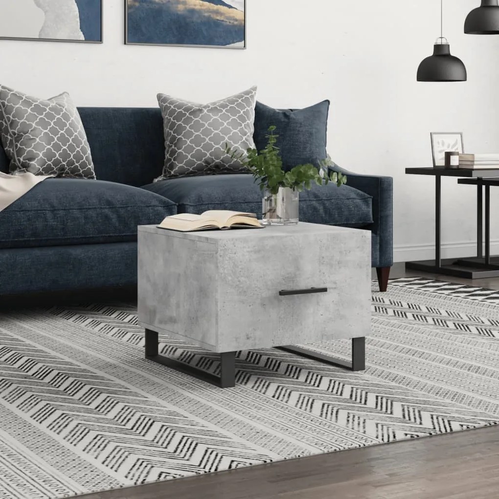 Tavolino Salotto Grigio Cemento 50x50x40 Cm Legno Multistrato /
