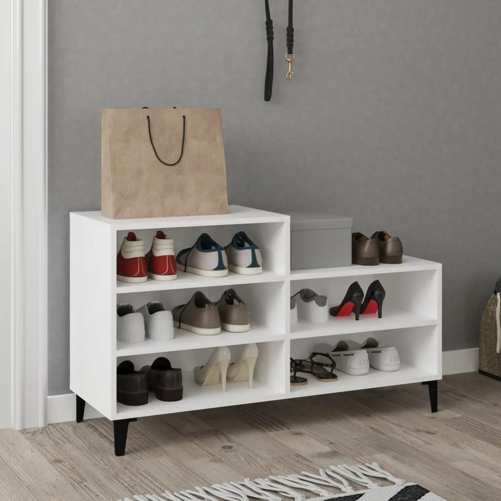 Scarpiera Bianca 102x36x60 Cm İn Legno Multistrato /