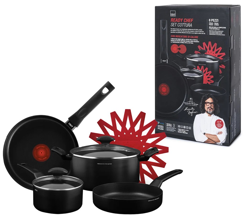 Batteria pentole 8 pezzi Alessandro Borghese Ready Chef