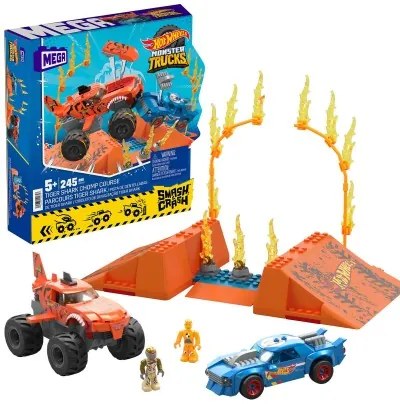 Kit di costruzione Hot Wheels Mega Construx - Smash  Crash Shark Race 245 Pezzi