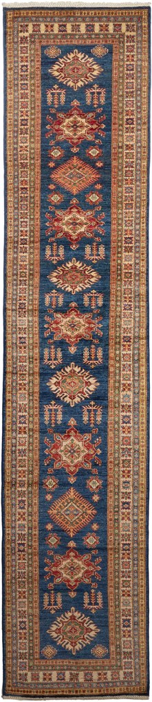 Kazak Tappeto 80 x 390 Blu (Pakistan) Annodato A Mano