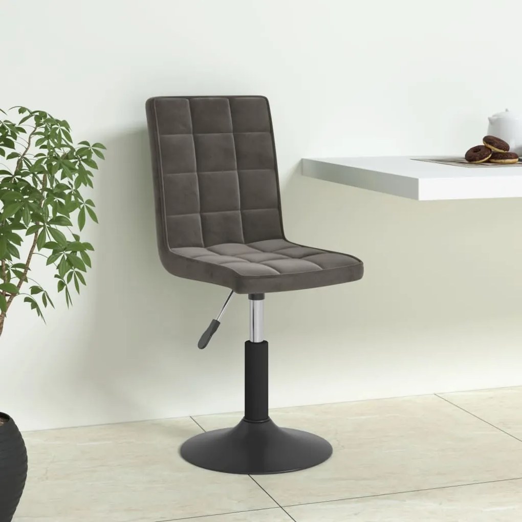 Sedie Da Pranzo Girevoli 4 Pz Grigio Scuro İn Velluto /