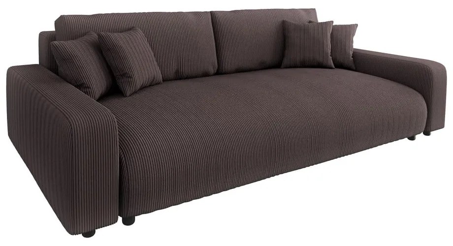 Divano marrone allungabile/con contenitore con rivestimento in velluto a coste 234 cm Sara – Ropez