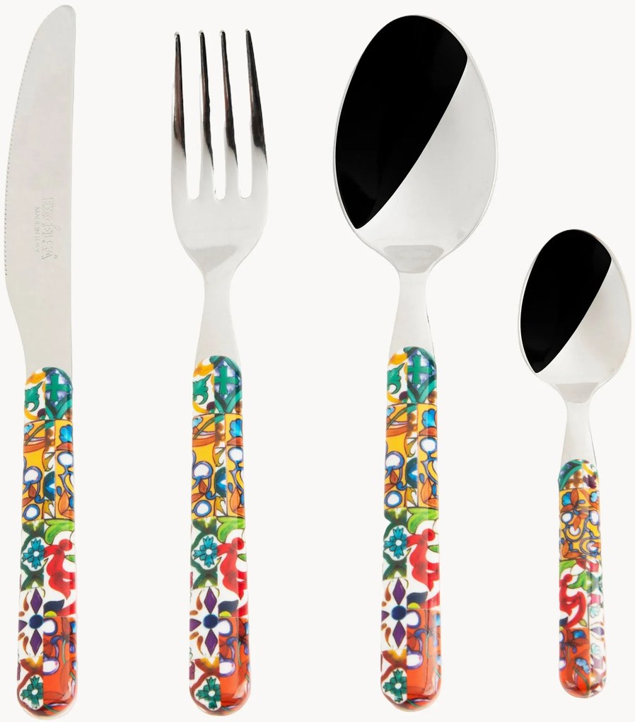 Set di 16 posate in acciaio inox lucido Lisbona, 4 persone