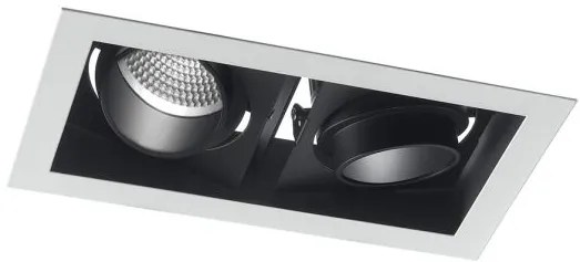 Incasso led apollo nero in alluminio 2x10w 2000lm 4000k orientabile...