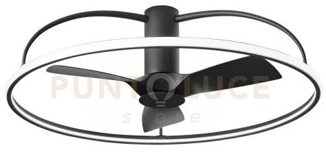 Plafoniera led ventilatore magnus nero 80w 9400lm cct 3000k-4000k-6...