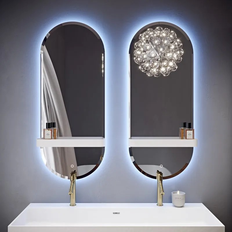 Specchio ovale con illuminazione Led Modula BADEN HAUS L 45 x H 110 x P 3 cm con touch