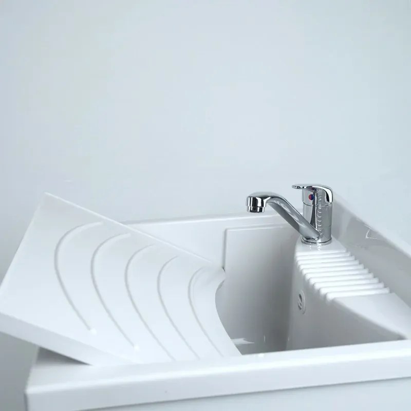 Mobile lavatoio 60x50 cm vasca in resina con asse e kit di scarico