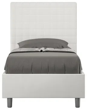 Letto singolo contenitore imbottito 80x190 similpelle bianco Sunny