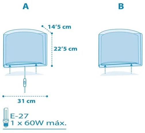 Dalber 81198T - Applique per bambini LIGHT FEELING 1xE27/60W/230V