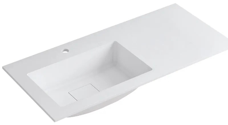 Lavabo a incasso rettangolare vasca a sinistra L 100.5 x H 15 x P 46 cm in resina bianco opaco