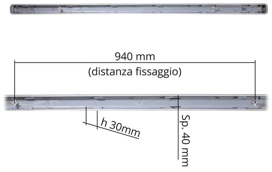Plafoniera Stagna IP65 per Tubo LED 150cm - Unilaterale Plafoniera per 1 tubo LED da 150cm