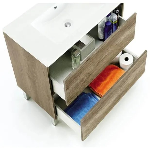 Mobile bagno 80 cm con lavabo e specchio rovere - Dakota 94611