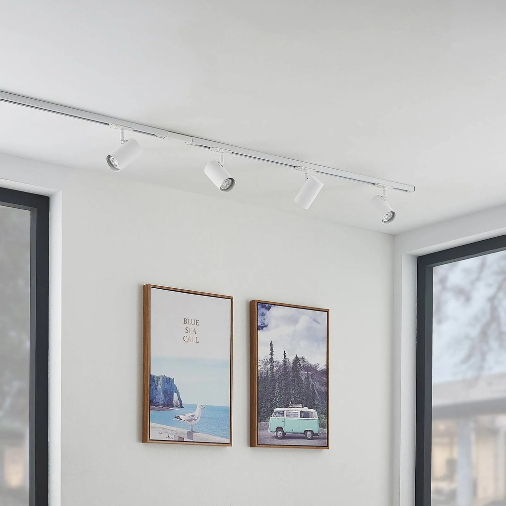 Sistema a binario Lindby Linaro, GU10, a 4 luci, bianco, Ø 6 cm