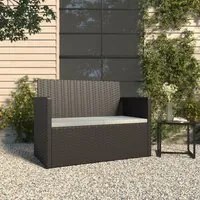 Panca da Giardino con Cuscini Nera 105 cm in Polyrattan 362316