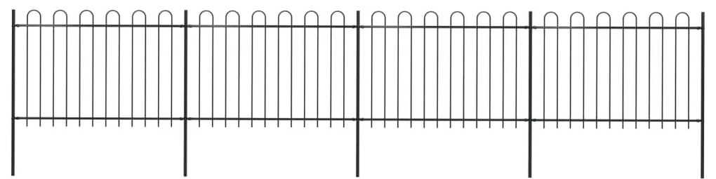 Recinzione Da Giardino Con Punta Tonda İn Acciaio 6,8x1,2m Nera /