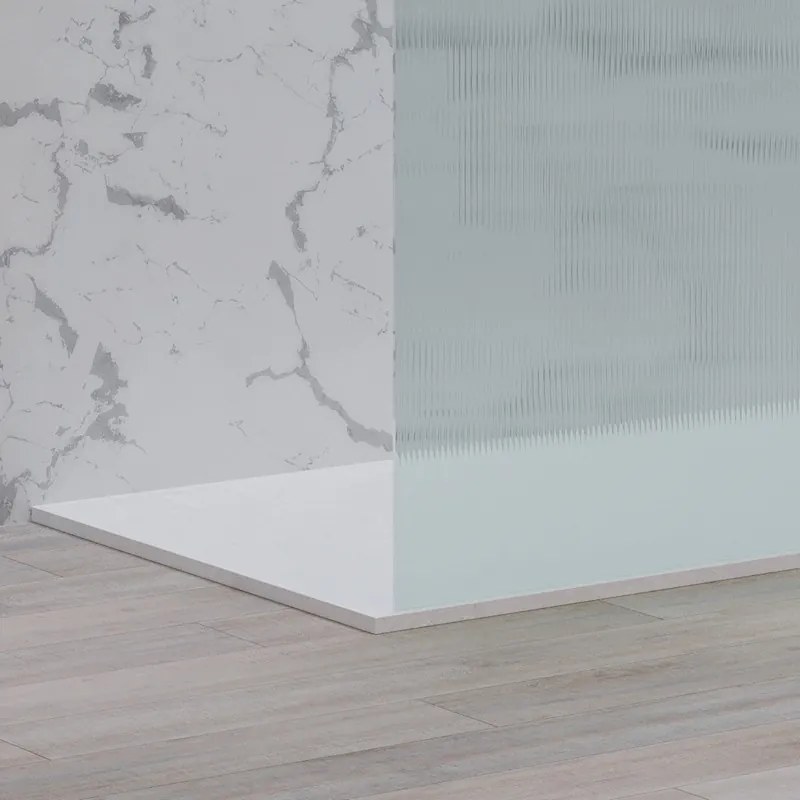 Parete walk in 120 cm vetro scanalato e profilo bianco | KW-100BFL - KAMALU