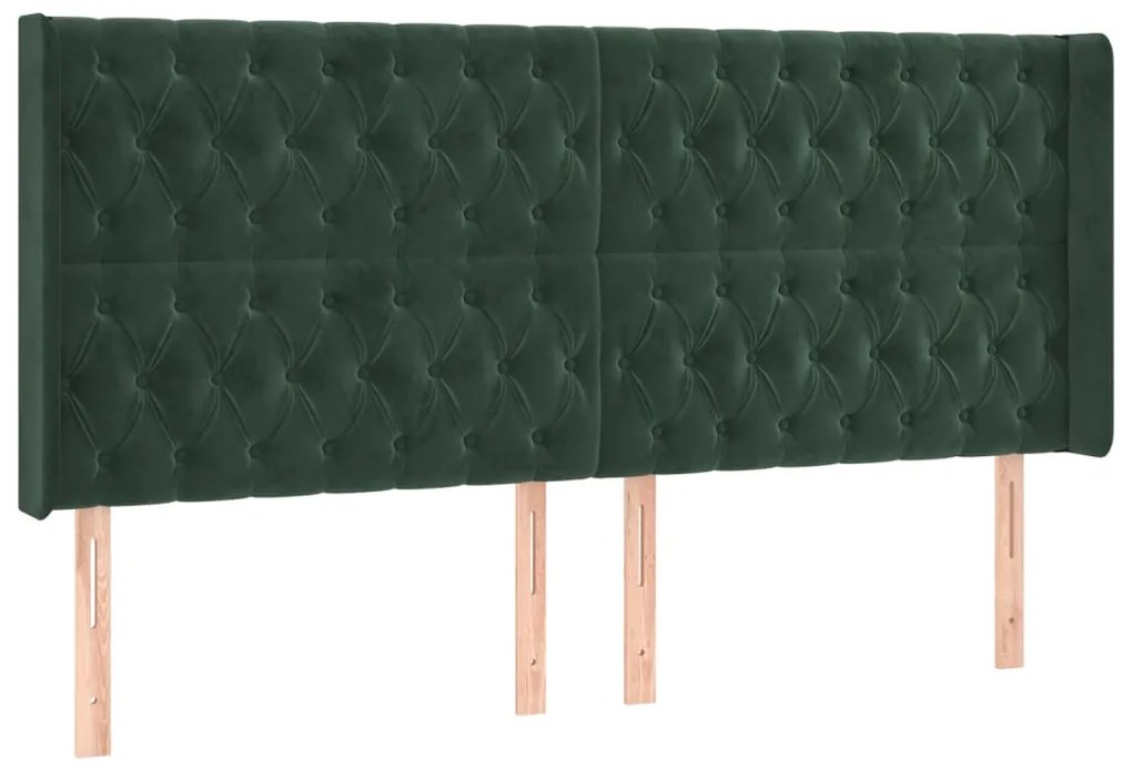 Letto a Molle con Materasso e LED Verde Scuro 200x200cm Velluto