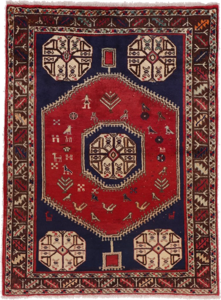 Shiraz Tappeto 140 x 190 (Iran) Annodato A Mano