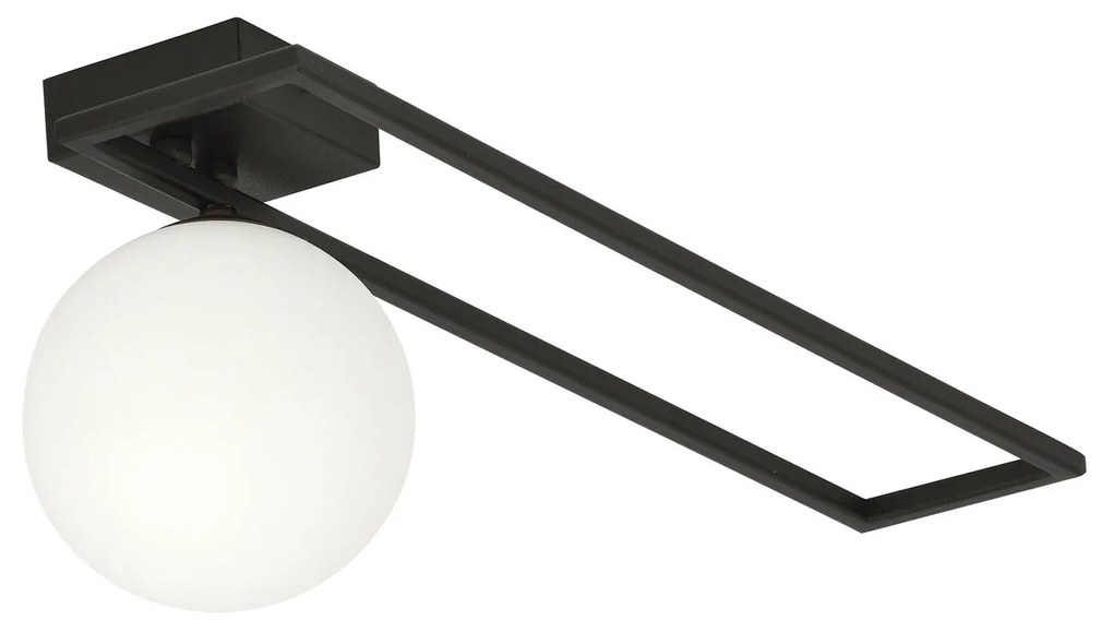 Plafoniera Moderna 1 Luce Imago 1130/1C In Acciaio Nero Vetro Opale