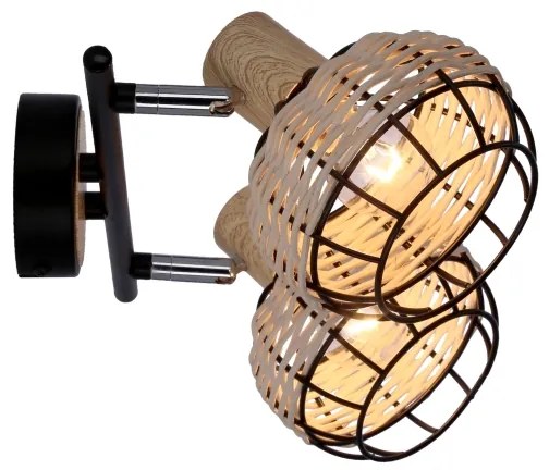 Faretto TAJGA 2xE14/40W/230V rattan/nero