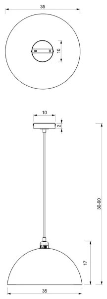 Lampadario su corda BETA 1xE27/60W/230V d. 35 cm nero