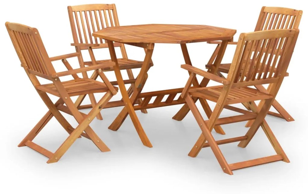 Set da pranzo per giardino 5 pz in legno massello di acacia