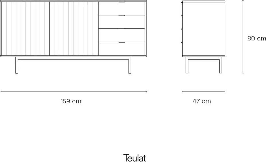 Cassettiera bassa grigia effetto rovere 159x80 cm Sierra - Teulat