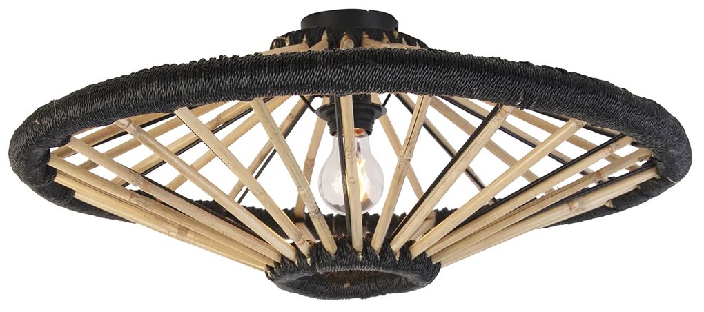 Lampadario orientale in bambù con nero 60 cm - Evalin