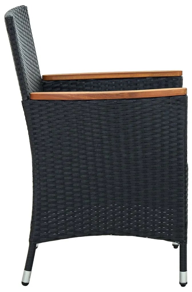 Set da Pranzo da Giardino 9 pz con Cuscini in Polyrattan Nero