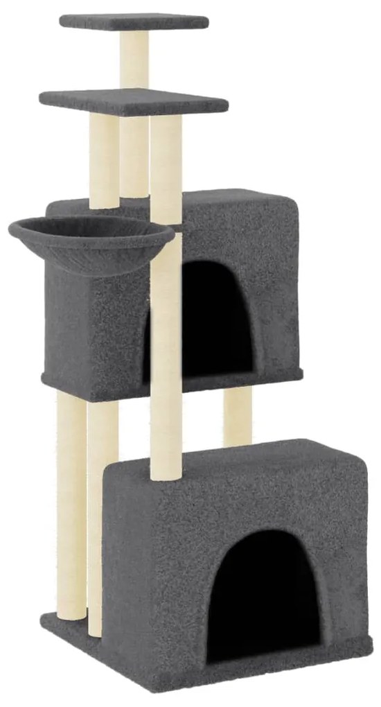 Albero per gatti con tiragraffi in sisal grigio scuro 122 cm